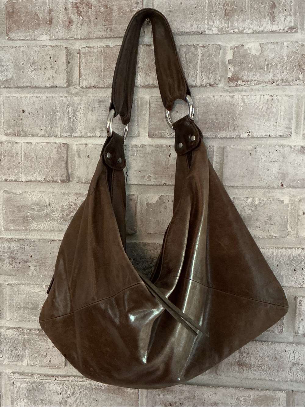 HOBO Dark Brown Leather Shoulder Hobo Bag
